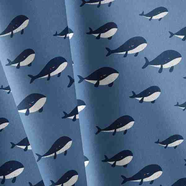 Ballenas azules - Tela punto jersey orgánico